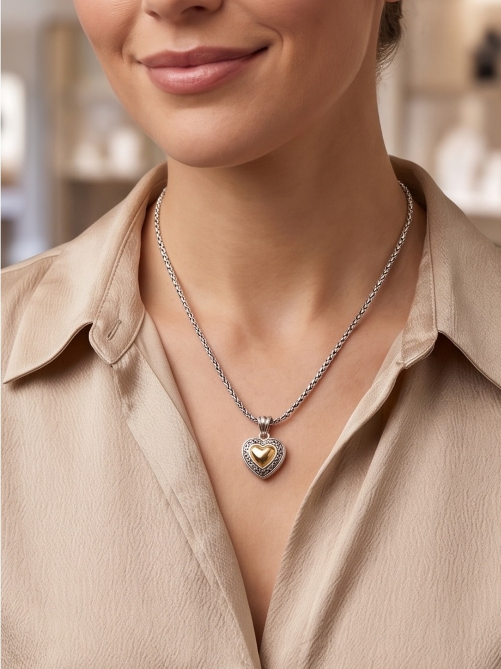 Brighton Free Floating Heart pendant Necklace Retired Piece - New!